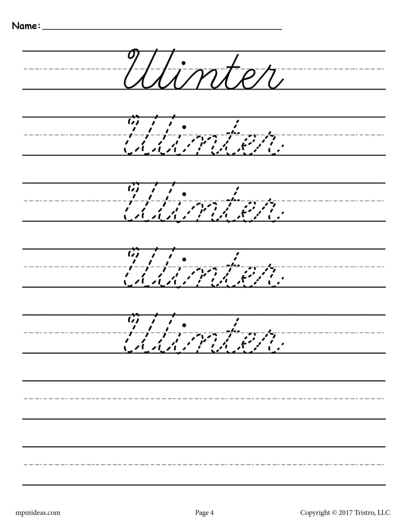 12 Cursive Handwriting Worksheets - Months of the Year! – SupplyMe