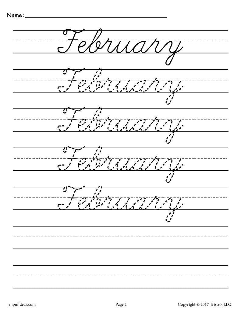 12 Cursive Handwriting Worksheets - Months of the Year! – SupplyMe