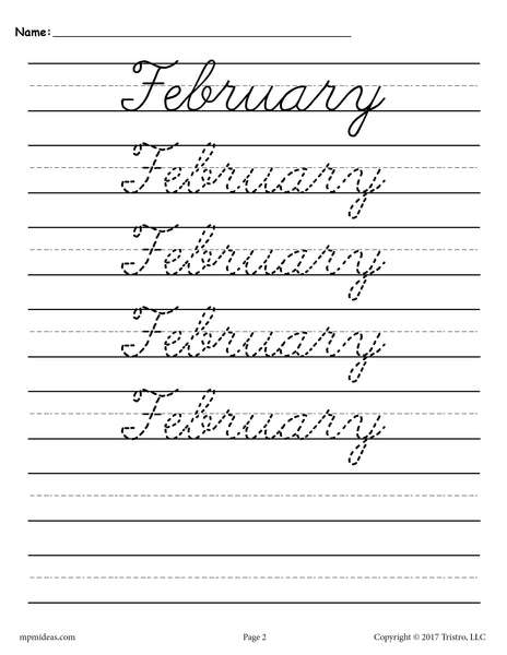 12 FREE Cursive Handwriting Worksheets - Months of the Year! – SupplyMe