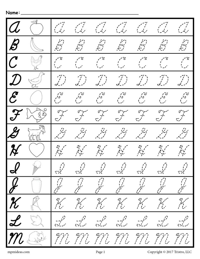 Cursive Letter Tracing Worksheets - Templates Printable Free