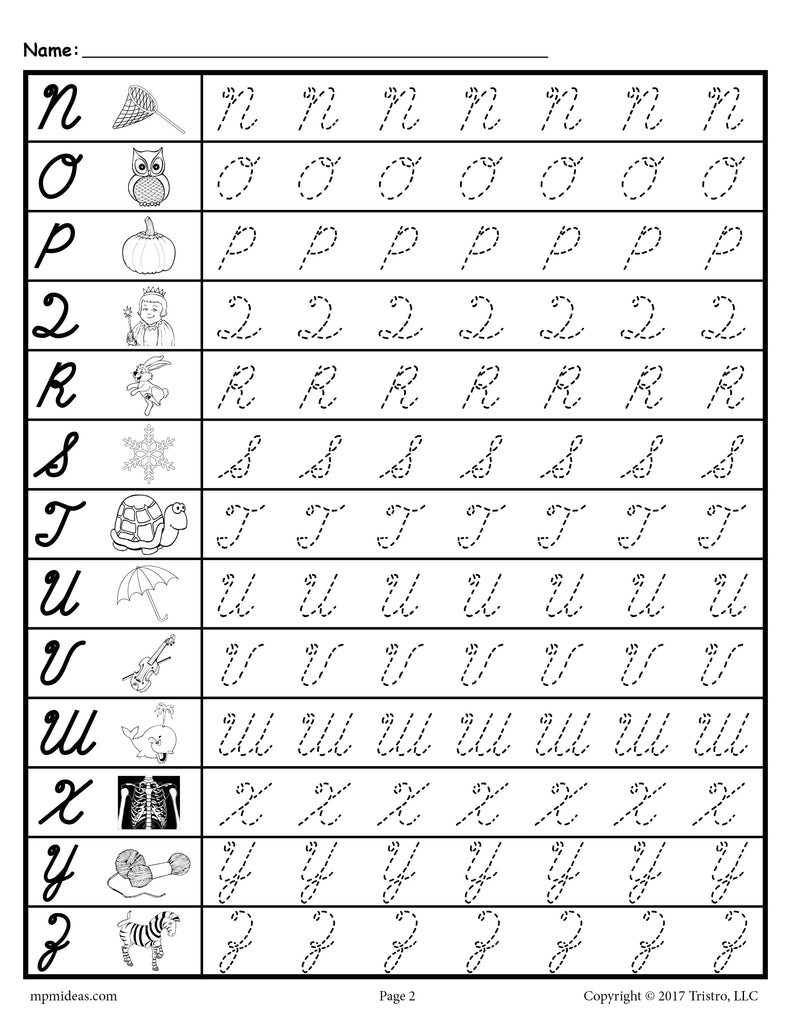 cursive uppercase letter tracing worksheets supplyme