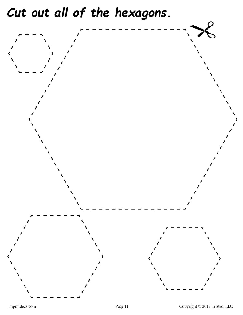 Hexagons Cutting Worksheet - Hexagons Tracing & Coloring Page – SupplyMe