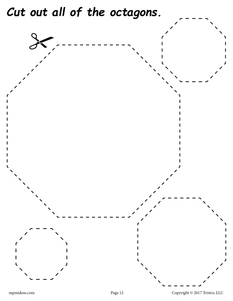 Octagons Cutting Worksheet Octagons Tracing Coloring Page SupplyMe