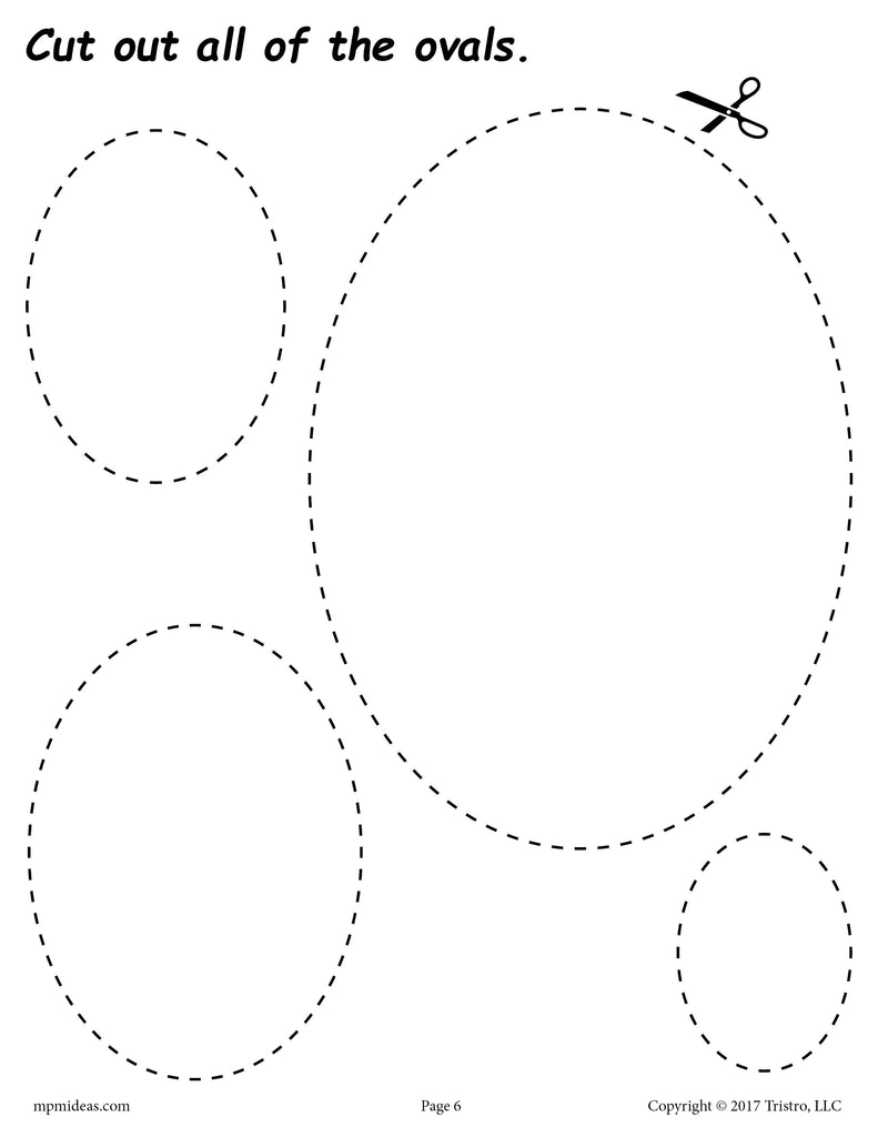 Ovals Cutting Worksheet - Ovals Tracing & Coloring Page – SupplyMe