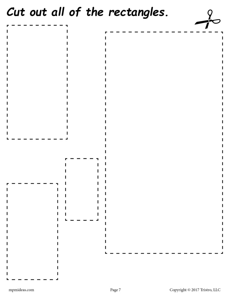 rectangles cutting worksheet rectangles tracing coloring page