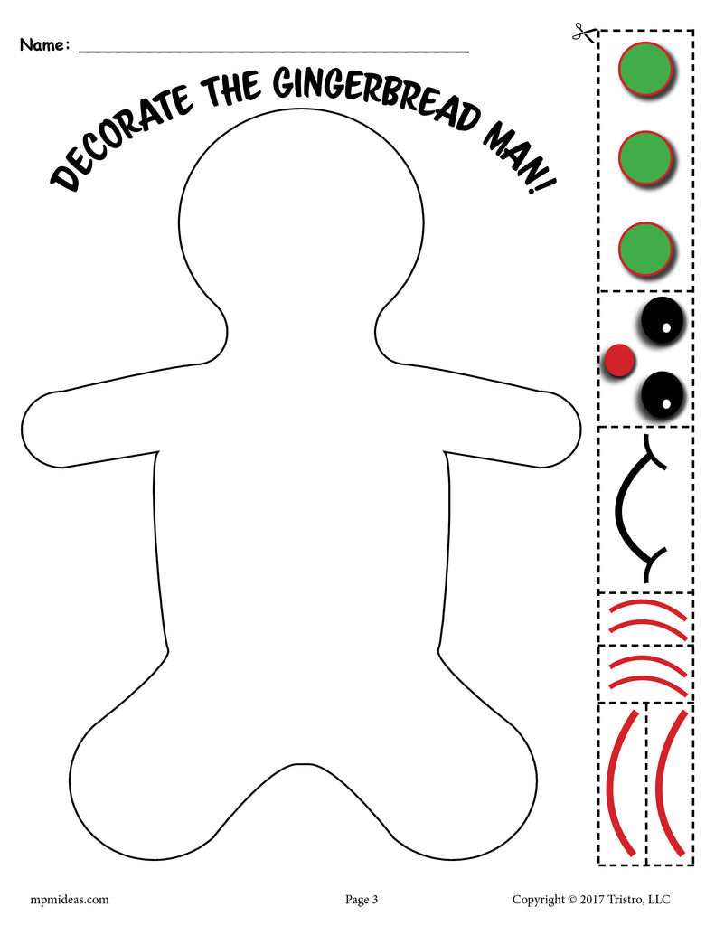 Gingerbread Man Cut and Paste Worksheet