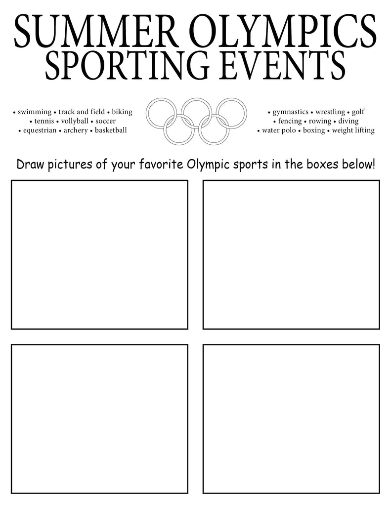 FREE Printable Summer Olympic Drawing Worksheet
