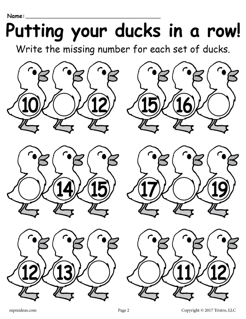 "Fill in the Missing Numbers" Spring Number Worksheets (1 ...