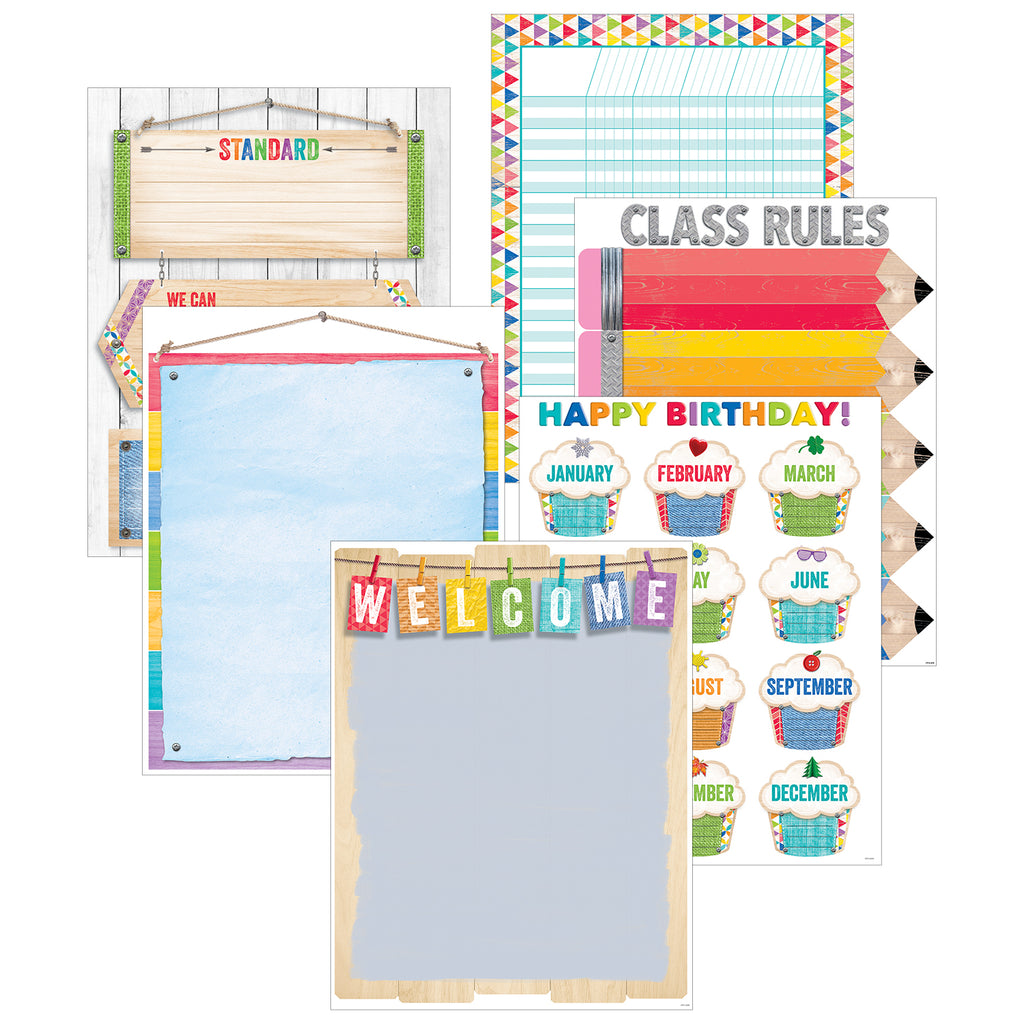 Creative Teaching Press Upcycle Style Classroom Essentials Chart Pack