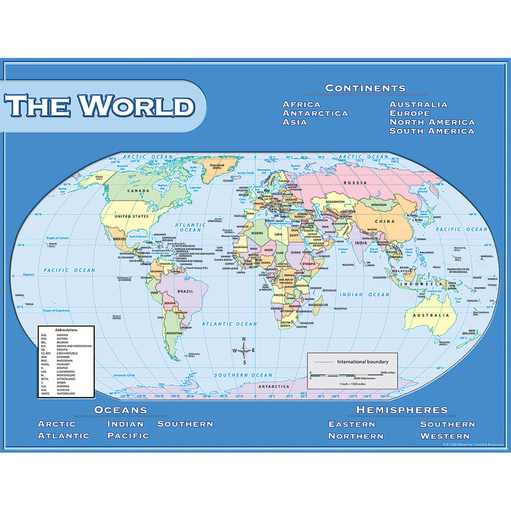 Teacher Created Resources World Map Chart | TCR7658 – SupplyMe