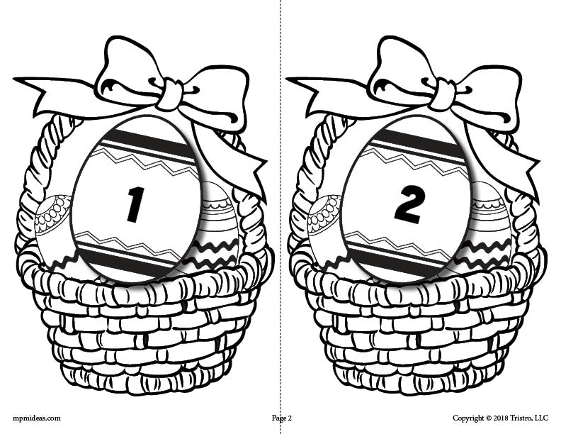 Printable Easter Egg Matching Game Numbers 1 and 2