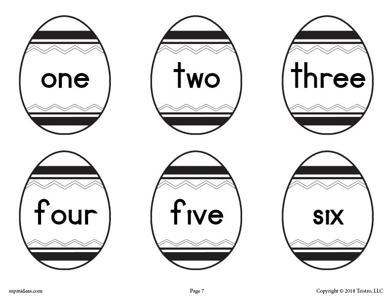 Printable Easter Egg Matching Game Number Words