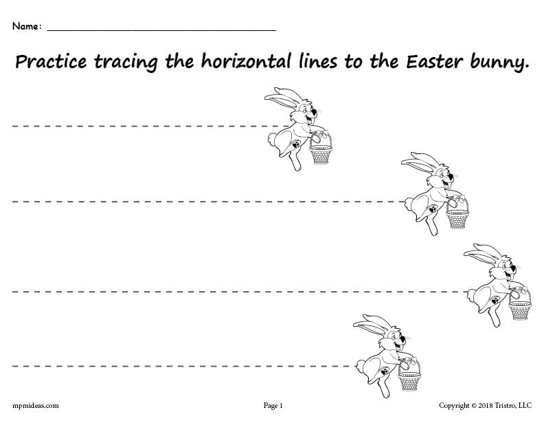 FREE Printable Easter Bunny Line Tracing Worksheets!