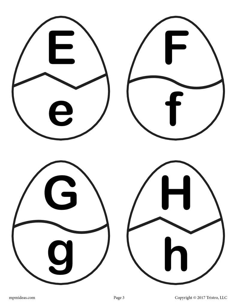 Easter Egg Letter Matching Activity - Uppercase and Lowercase Letters E, F, G, H