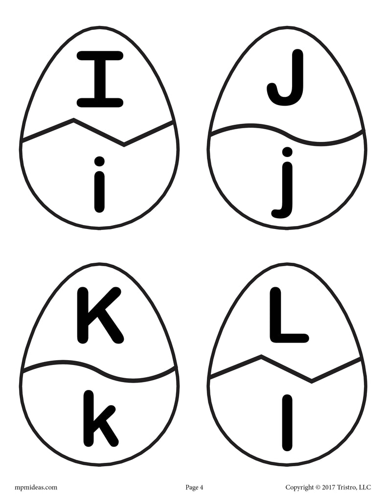 Easter Egg Letter Matching Activity - Uppercase and Lowercase Letters I, J, K, L