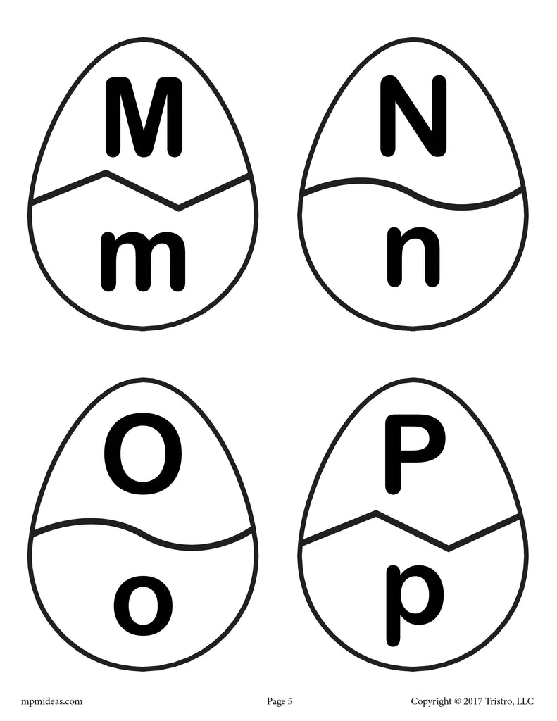 Easter Egg Letter Matching Activity - Uppercase and Lowercase Letters M, N, O, P