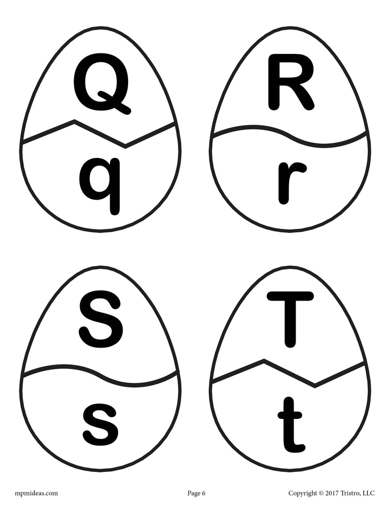 Easter Egg Letter Matching Activity - Uppercase and Lowercase Letters Q, R, S, T