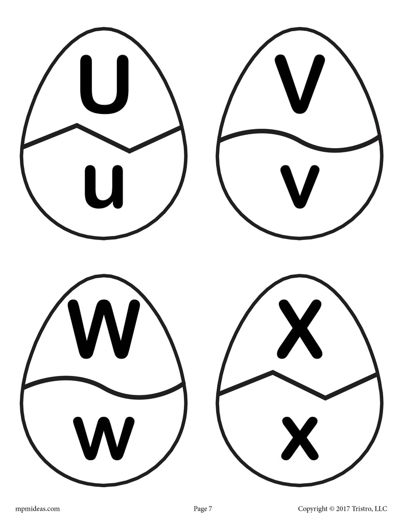 Easter Egg Letter Matching Activity - Uppercase and Lowercase Letters U, V, W, X