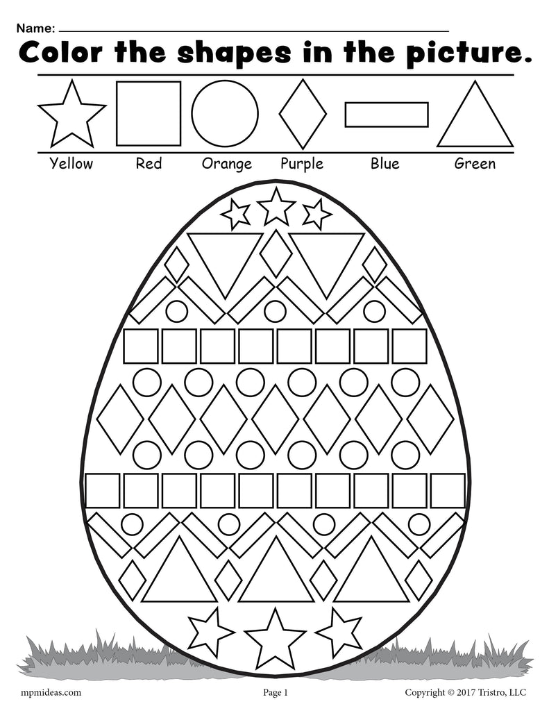 Download FREE Easter Egg Shapes Worksheet & Coloring Page! - SupplyMe