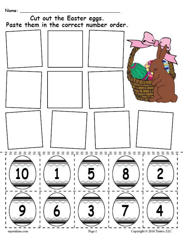 Printable Easter Egg Number Ordering Worksheet Numbers 1-10! – SupplyMe