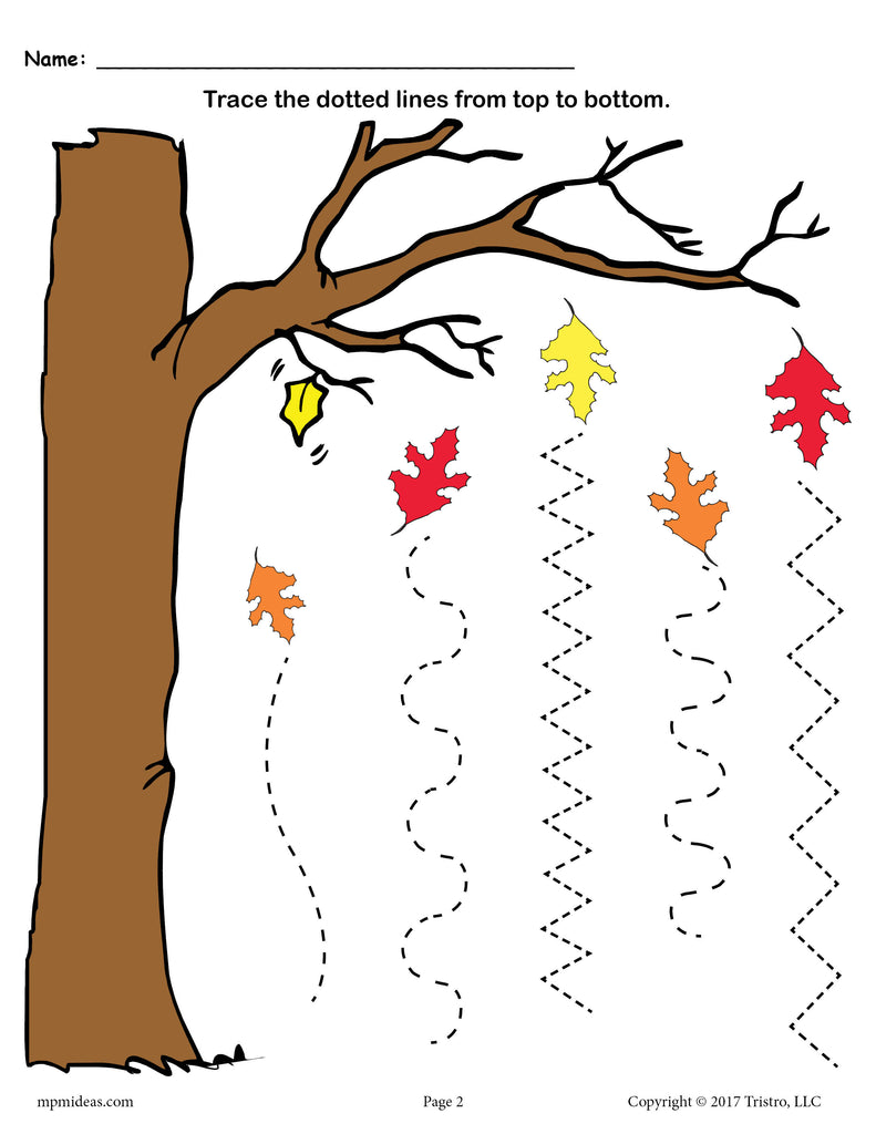 FREE Printable Fall Line Tracing Worksheets - Zig Zag and Wavy Lines