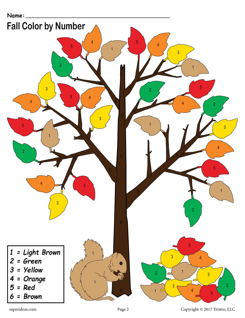Color By Number Fall Worksheets FREE Printables - Your Therapy Source