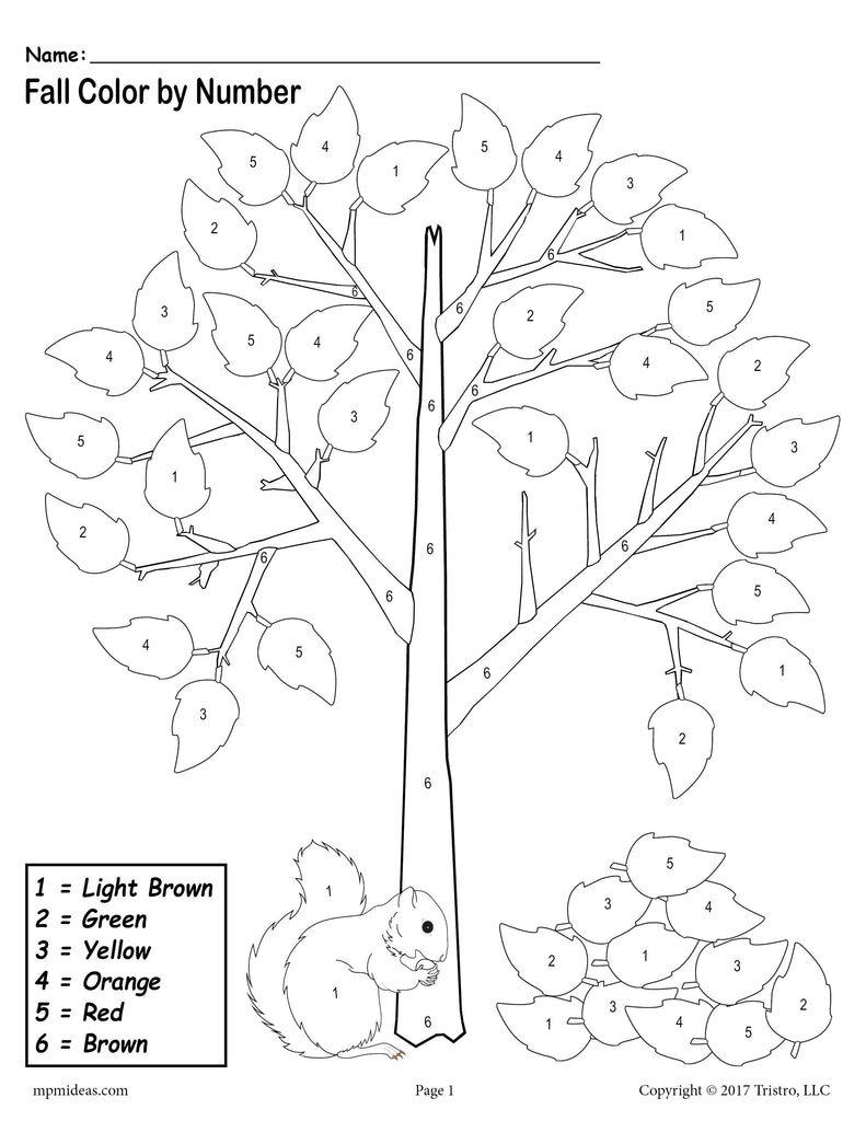 Printable Fall Themed ColorbyNumber Worksheet! SupplyMe