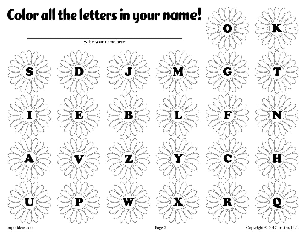 find color the letters in your name spring themed letter recogniti supplyme