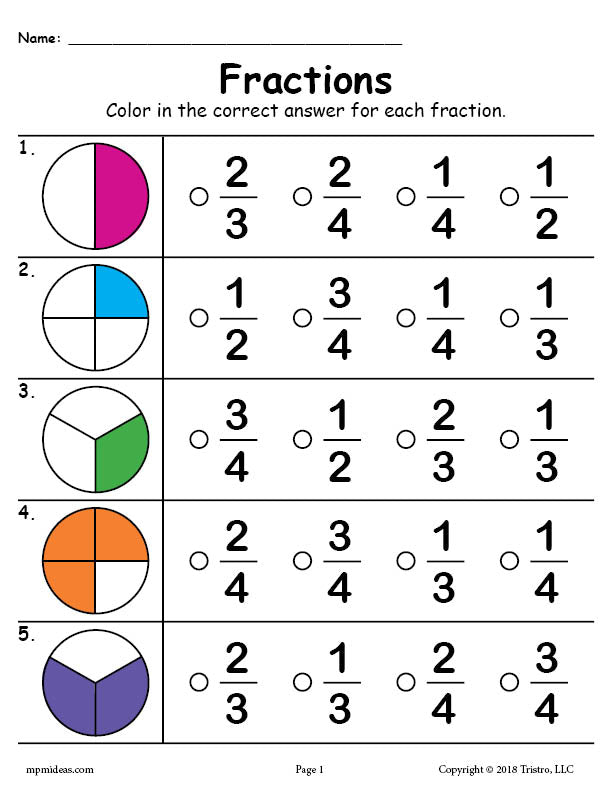 Free Printable Math Worksheets Fractions