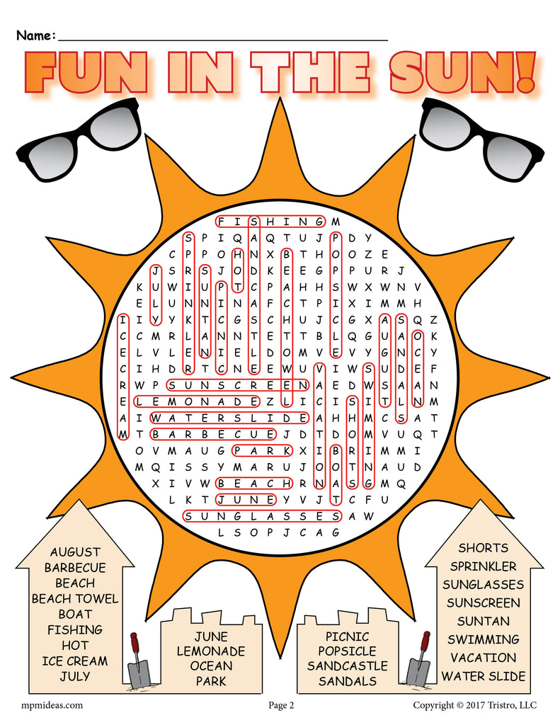 Printable Summer Word Search Supplyme