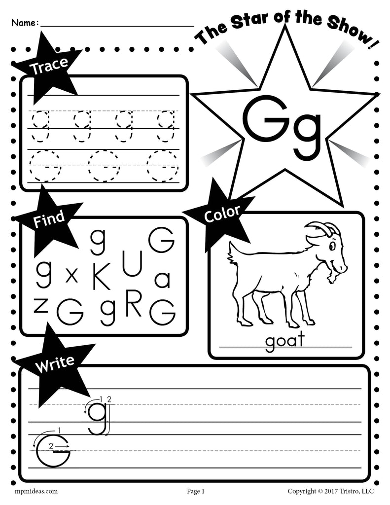 free printable letter g worksheets for kindergarten