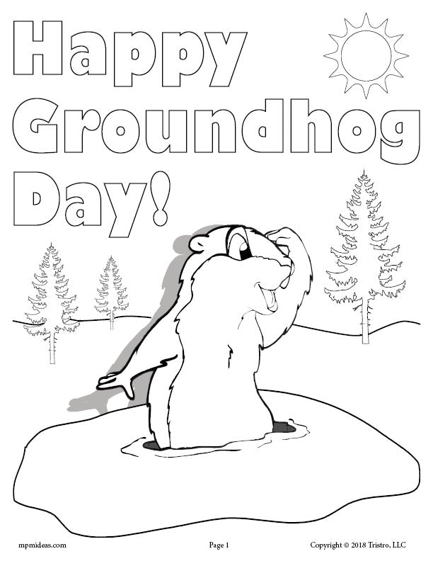 FREE Printable Groundhog Day Coloring Page!