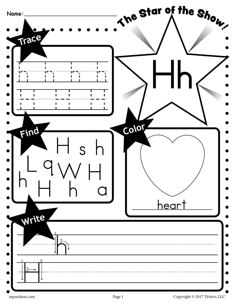 letter h worksheet tracing coloring writing more supplyme