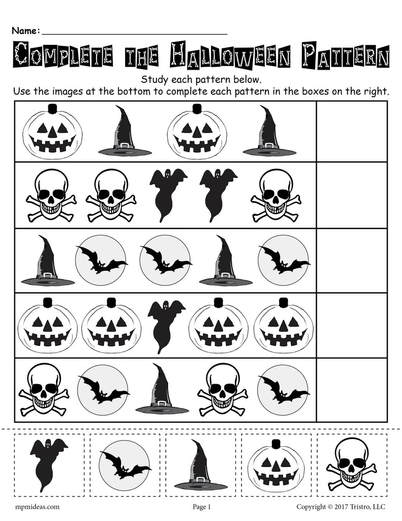 Printable Halloween Pattern Worksheet! SupplyMe