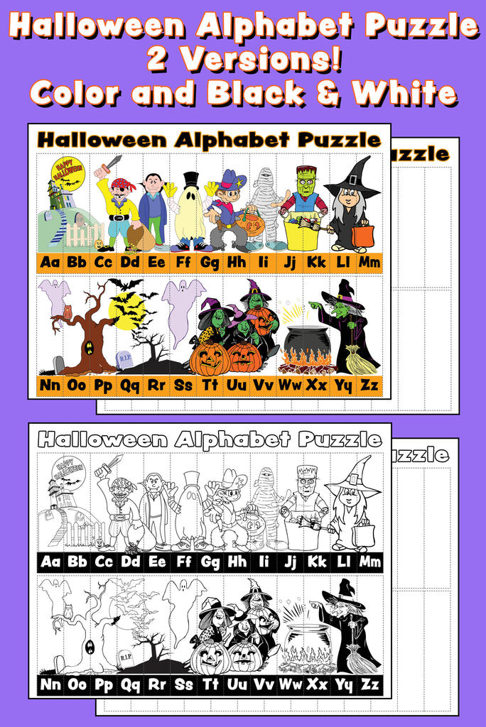 halloween alphabet puzzles 2 printable versions supplyme