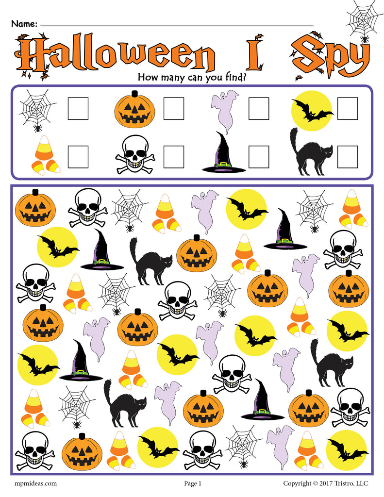 Halloween I Spy Printable Halloween Counting Worksheet! SupplyMe