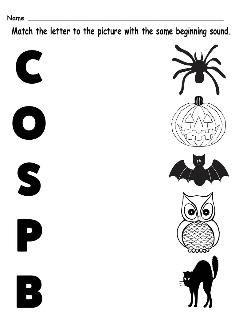 Printable Halloween Themed Letter Sounds Worksheet!