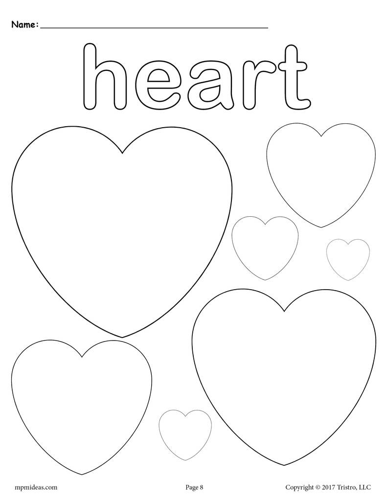 8 Heart Worksheets Tracing Coloring Pages Cutting And More Supplyme