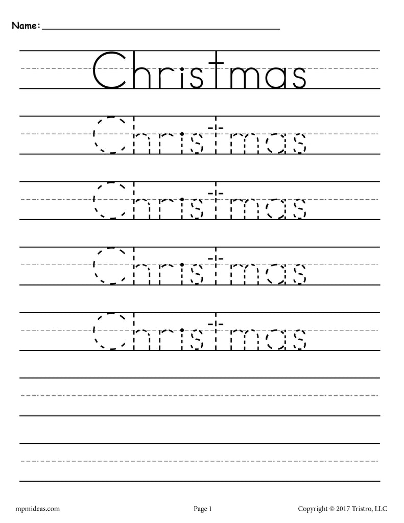 Christmas Tracing & Handwriting Worksheet