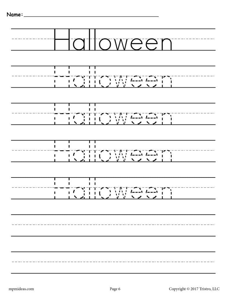 Halloween Tracing & Handwriting Worksheet