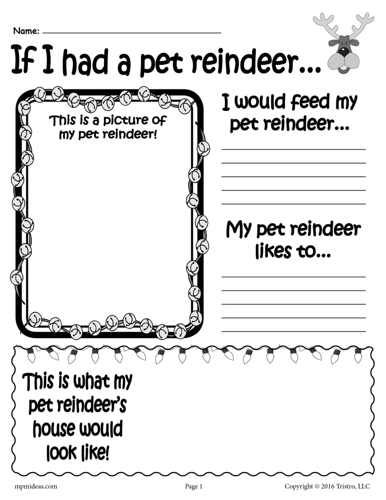 If I Had a Pet Reindeer Writing Worksheet
