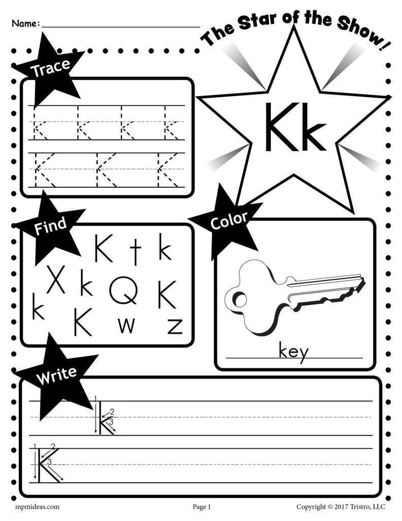 letter k worksheet tracing coloring writing more supplyme