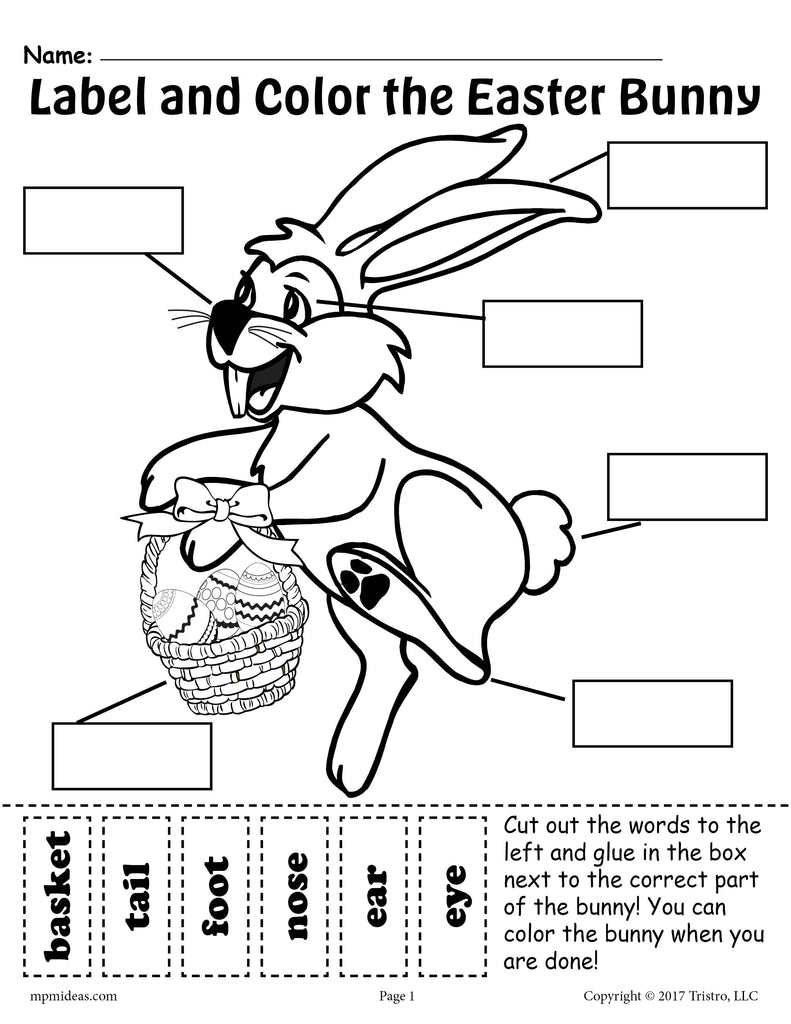 Label the Easter Bunny - 2 Printable Easter Worksheets Including A Cut And Paste Worksheet