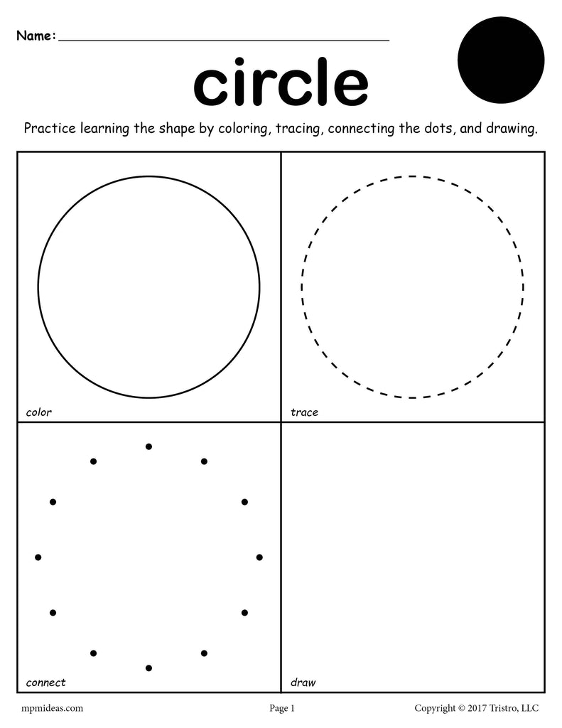 FREE Circle Shape Worksheet: Color, Trace, Connect, & Draw!