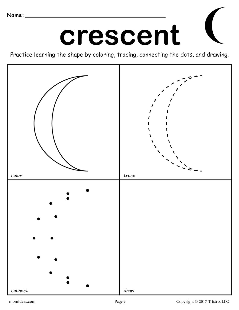 Crescent Worksheet - Color, Trace, Connect, & Draw! – SupplyMe