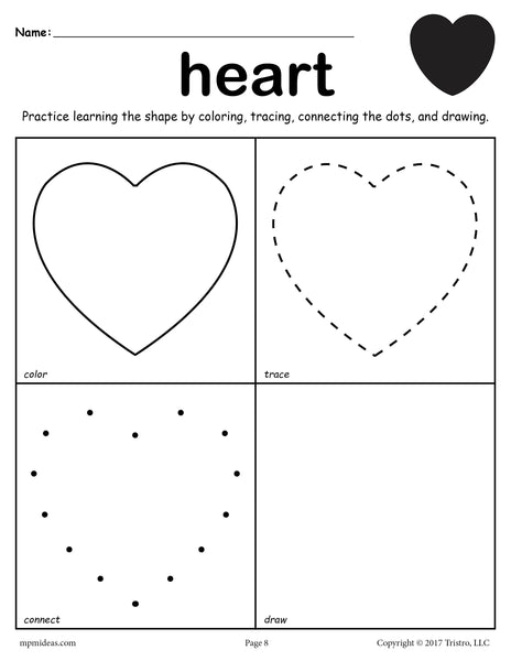 Heart Worksheet - Color, Trace, Connect, & Draw! – SupplyMe