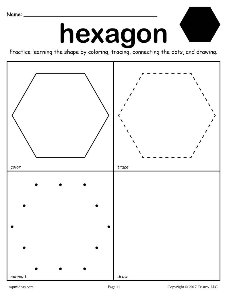 Preschool Hexagon Printable Worksheets