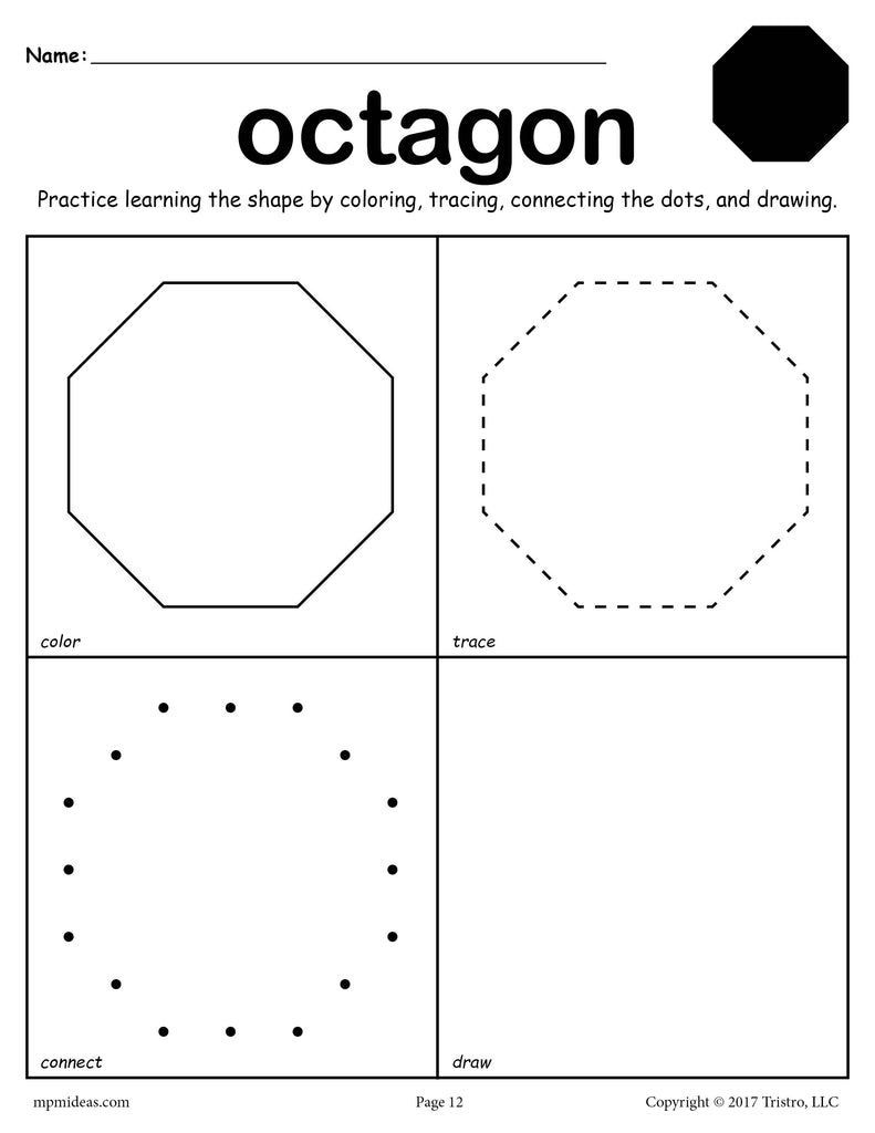 Octagon Worksheet Color Trace Connect Draw SupplyMe