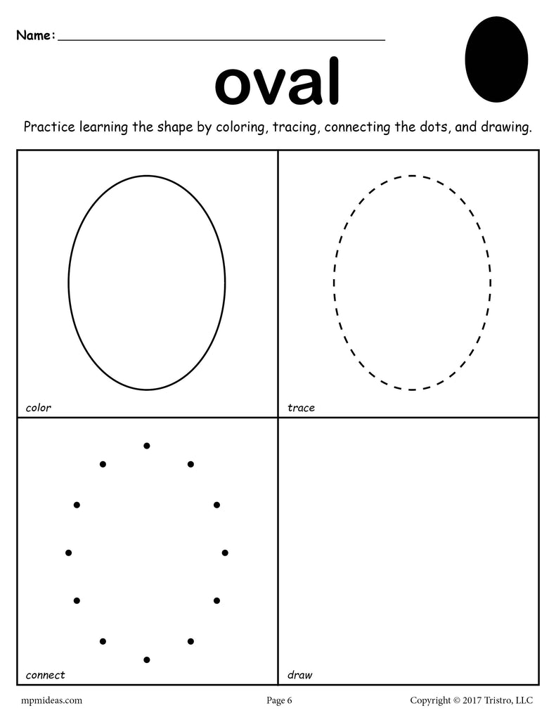 FREE Oval Shape Worksheet: Color, Trace, Connect, & Draw!