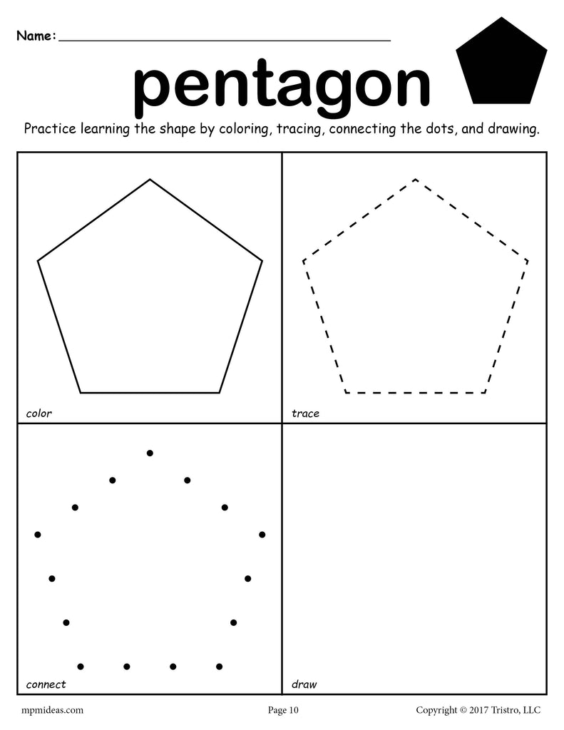 Download Pentagon Worksheet - Color, Trace, Connect, & Draw! - SupplyMe